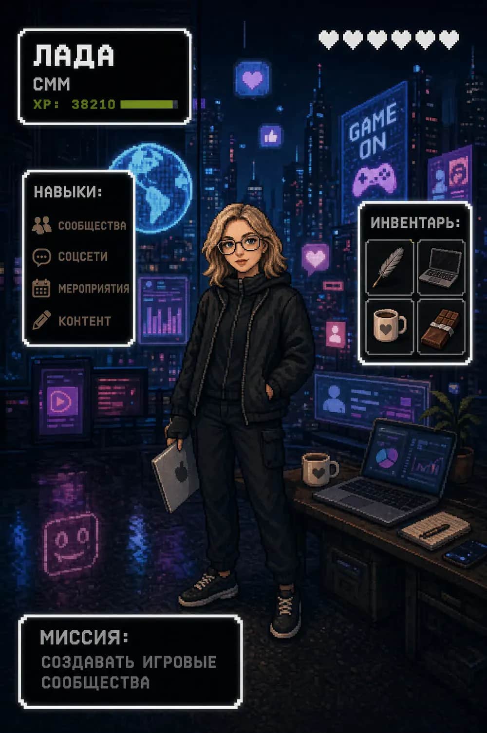 Игровая карточка участника команды: Лада, СММ