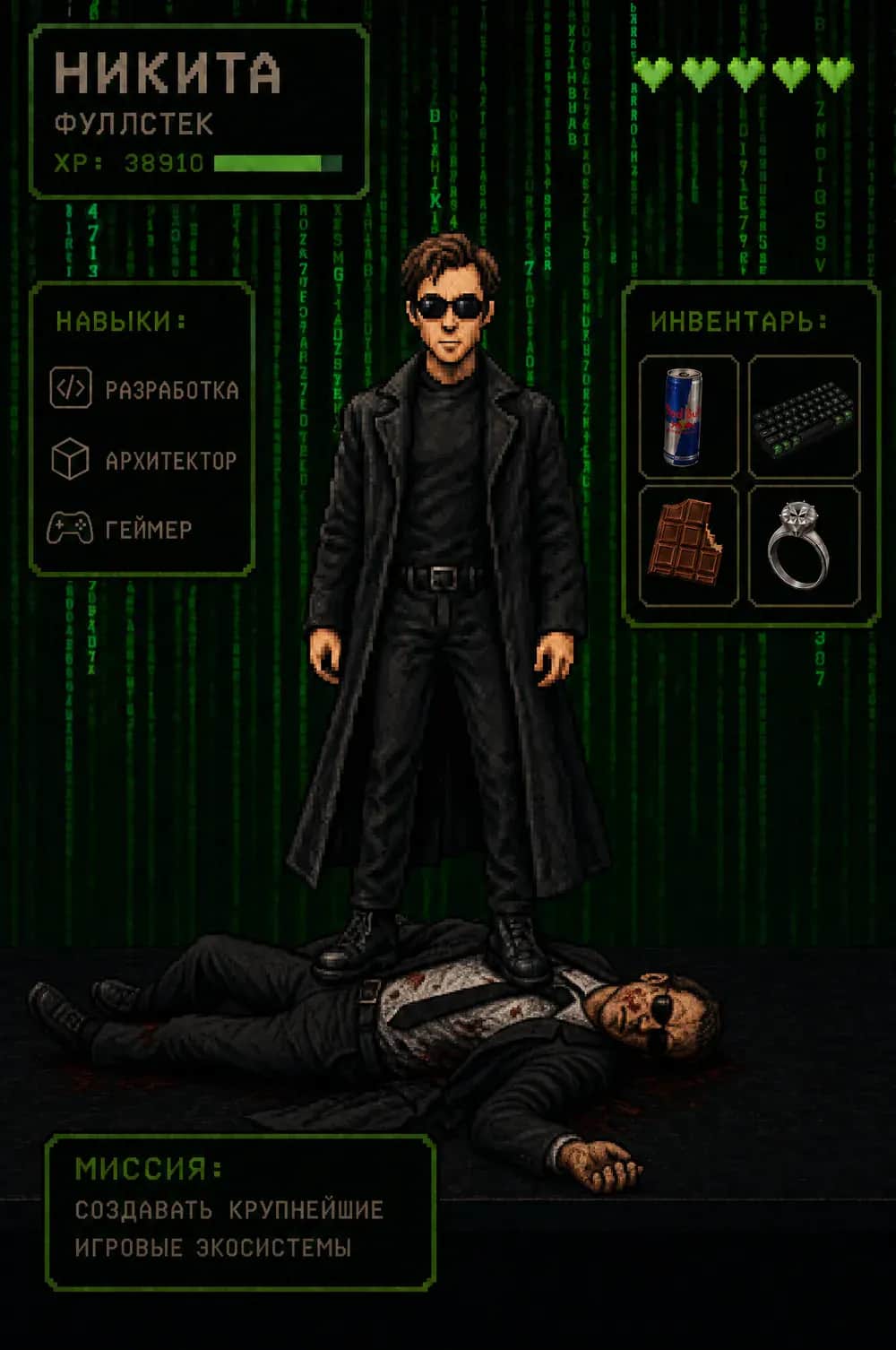 Игровая карточка участника команды: Никита, Фуллстек