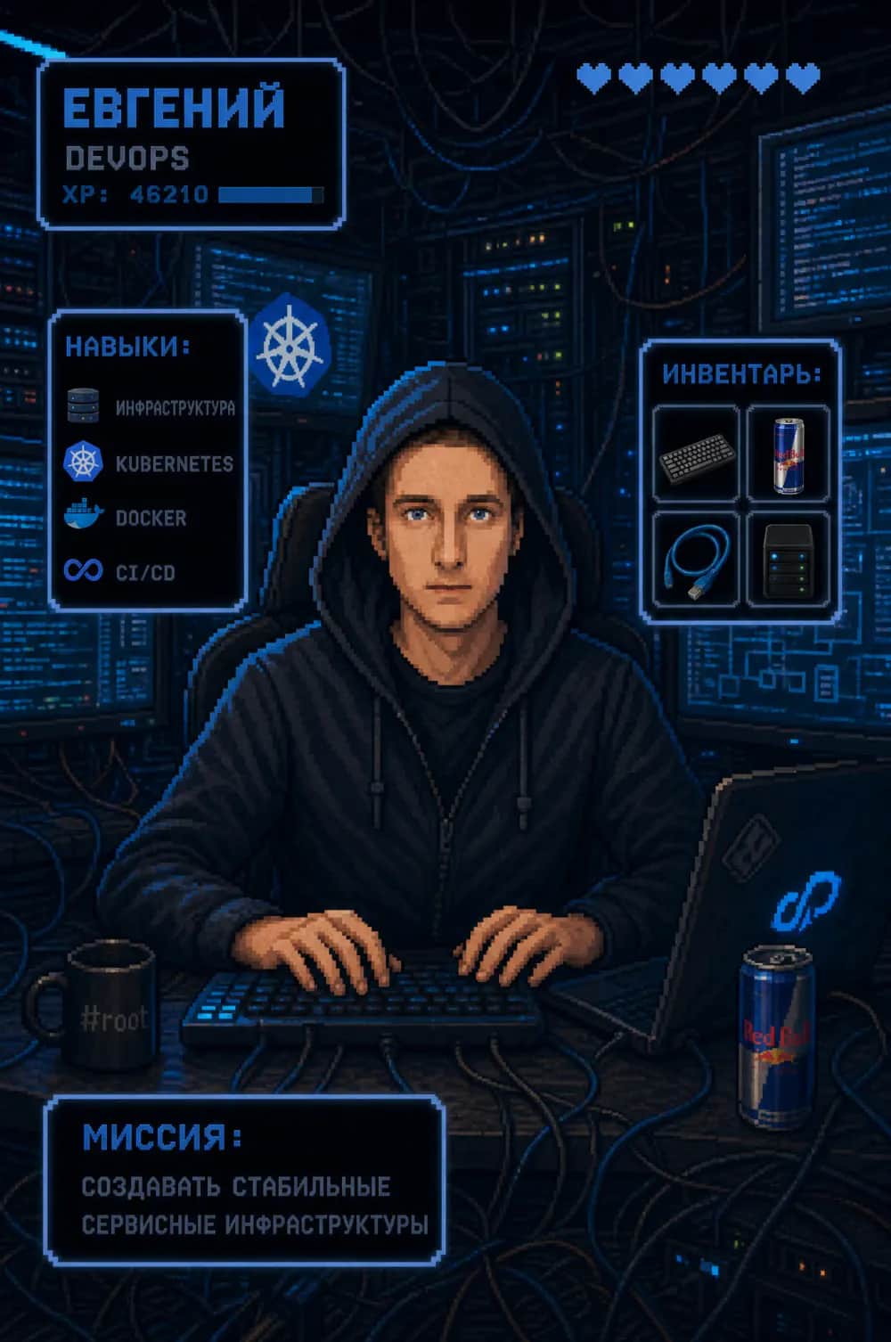 Игровая карточка участника команды: Евгений, DevOps